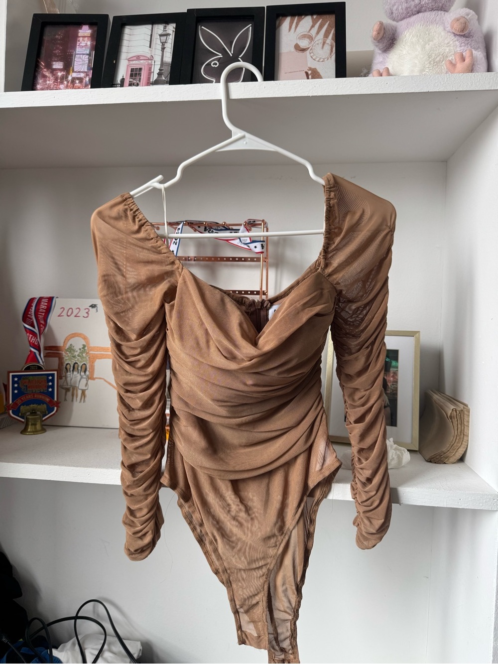 Princess Polly Brown Ruched Long-Sleeve Bodysuit